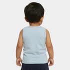 Infants' Light Blue Cotton Round Neck Casual Vest, Light Blue, small