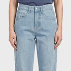 Women's Light Blue Straight Fit Embroidered Side Tape Jeans, हल्का नीला, small