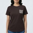 Women's Brown Round Neck Casual T-Shirt, भूरा, small