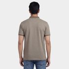 Men's Beige Cotton Polo Collar Classic T-Shirt, Beige, small