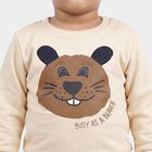 Infants' Beige Round Neck Graphic Baba Suit, Beige, small