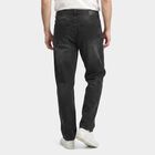 Men's Black Straight Fit Faded Jeans, काला, small