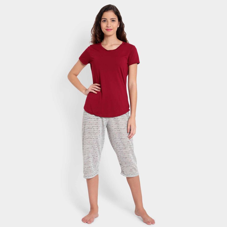 Printed Flared Capri, Light Grey, large image number null