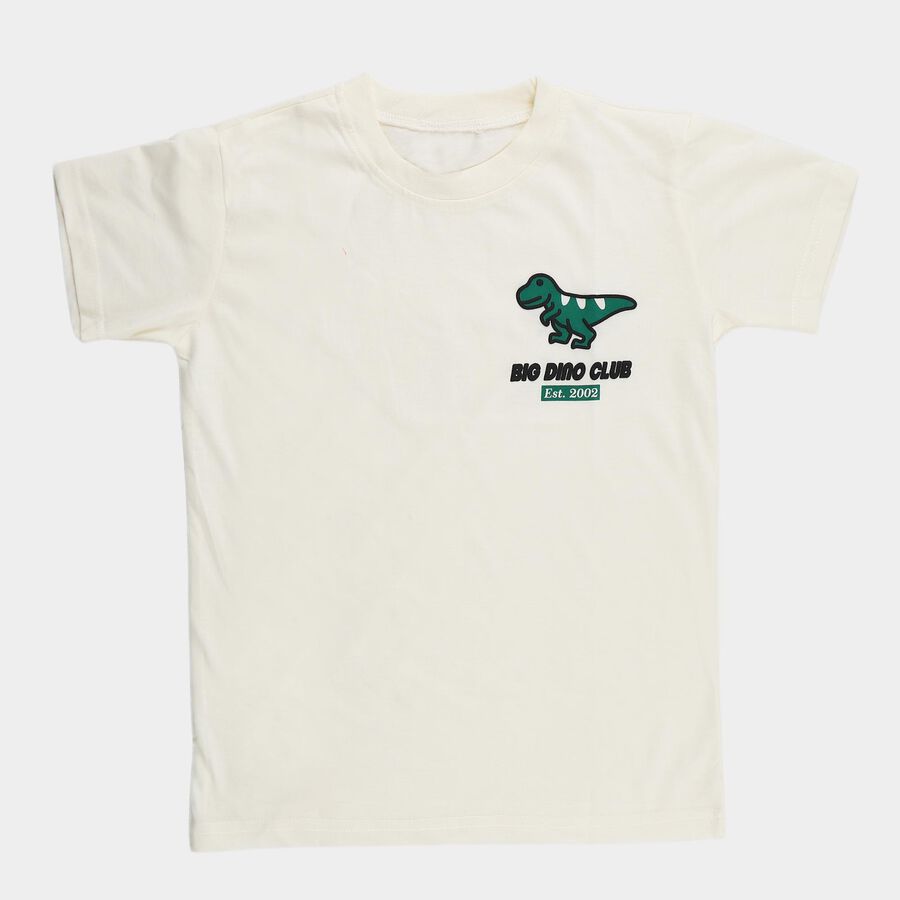 Boys' Half Sleeves T-Shirt, ऑफ व्हाइट, large