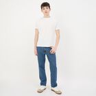 Men's White Round Neck Casual T-Shirt, White, small