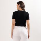 Women's Jet Black V-Neck Casual Crop Top, Black, small image number null