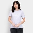 Ladies' Round Neck T-Shirt , मिश्रित मध्यम ग्रे, small