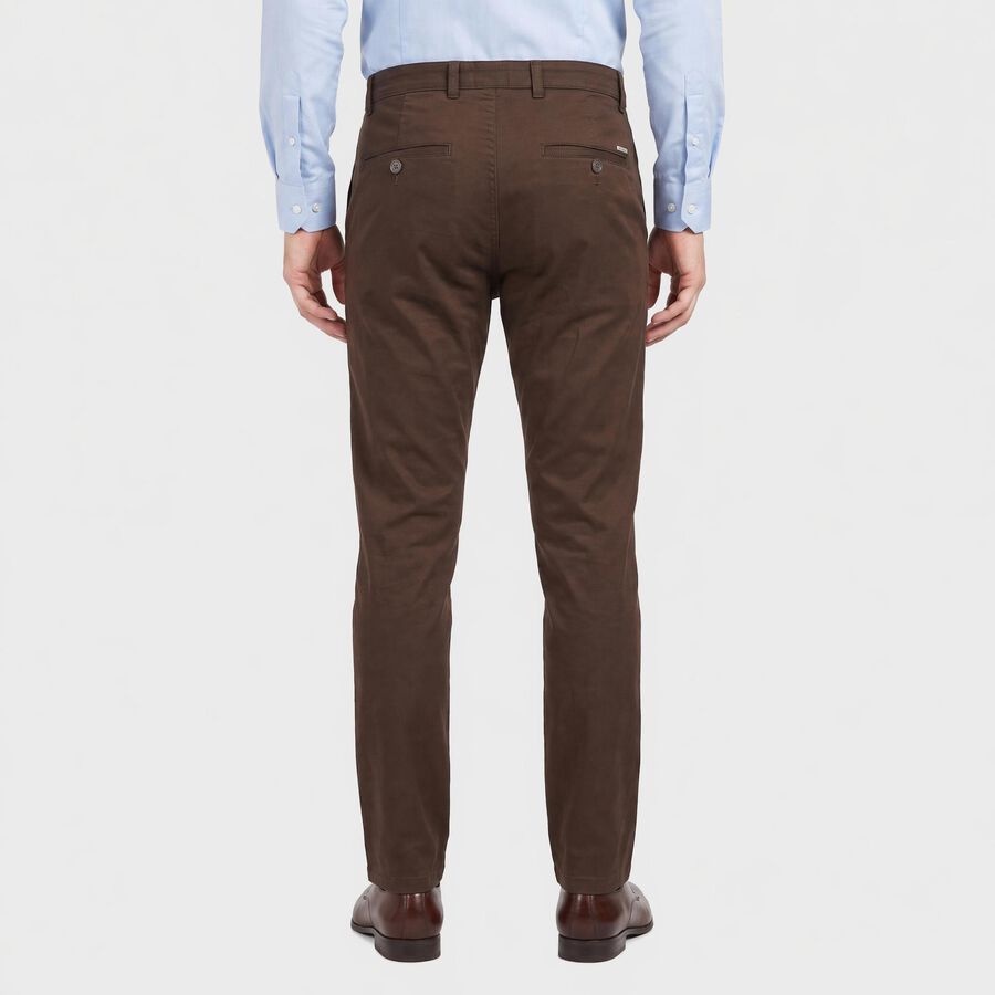 Men's Brown Slim Fit Chino Trousers, भूरा, large