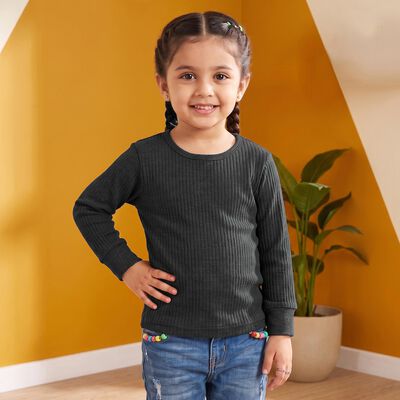 Girls' Charcoal Long Sleeve Thermal