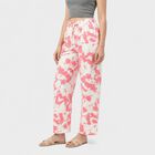 Women's White Straight Fit Abstract Printed Drawstring Pyjama, White, small