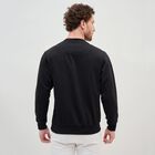 Men's Jet Black Crew Neck Graphic Sweatshirt, काला, small image number null