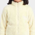 Girls' Cream High Neck Zip-Up Sweatshirt, ऑफ व्हाइट, small