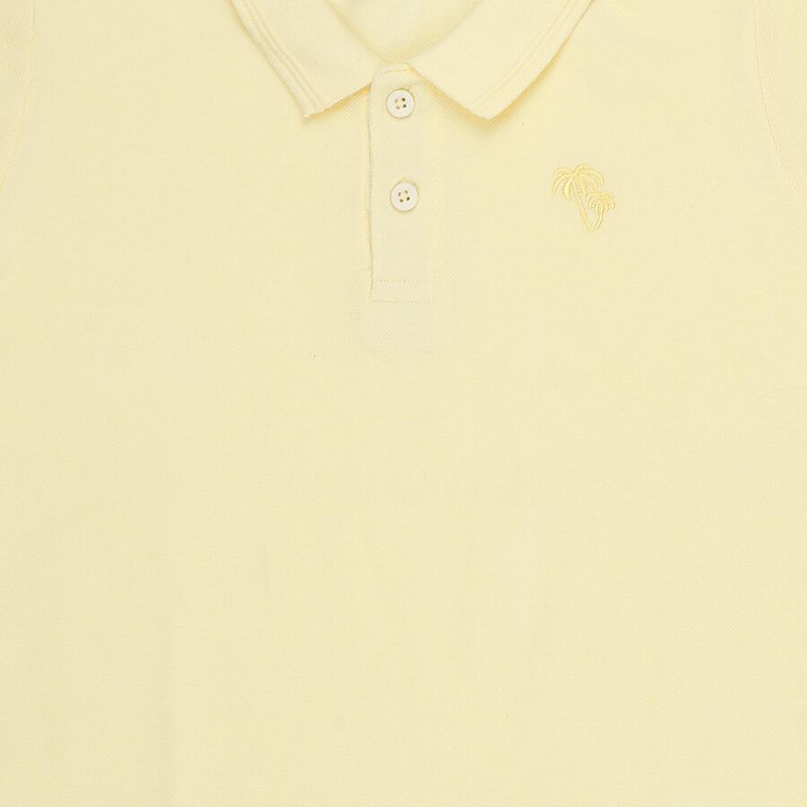Boys' Yellow Round Neck Casual T-Shirt, पीला, large