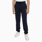 Boys' Navy Blue Color-Blocked Cotton Blend Pyjama, Navy Blue, small