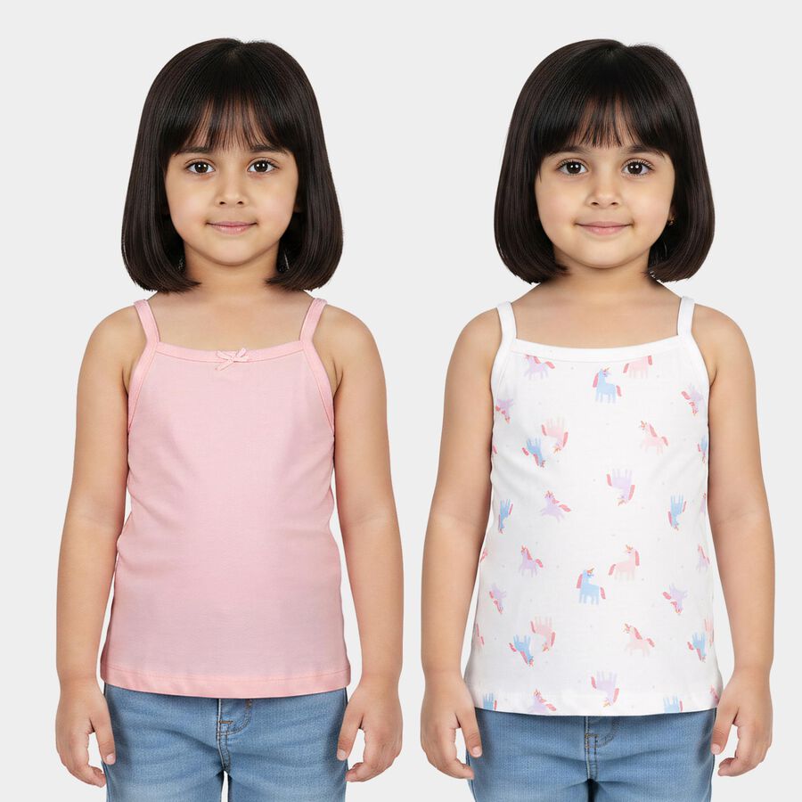 Girls Pink Cotton Vest, हल्का गुलाबी, large
