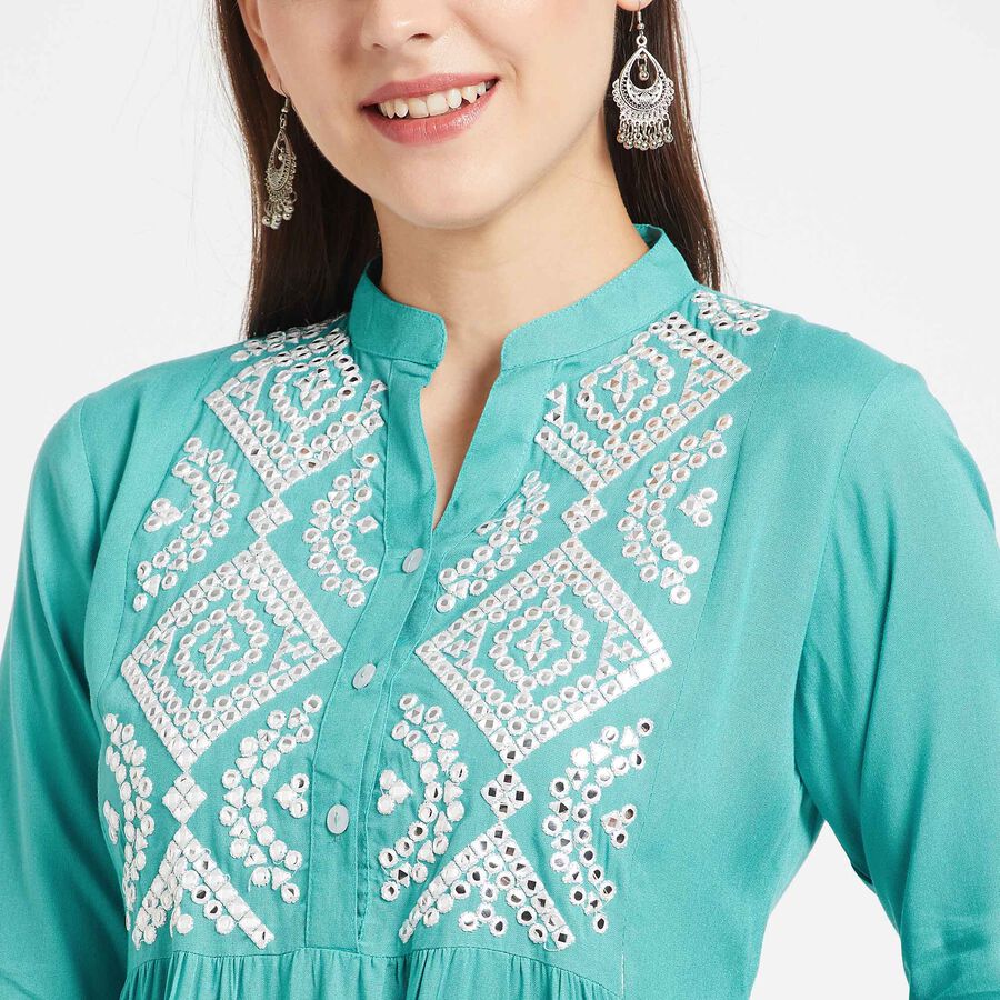 3/4Th Sleeves Straight Kurta, Light Blue, large image number null