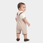 Infants' Beige 100% Cotton Polo Neck Striped Appliqu&eacute; Baba Suit, Beige, small