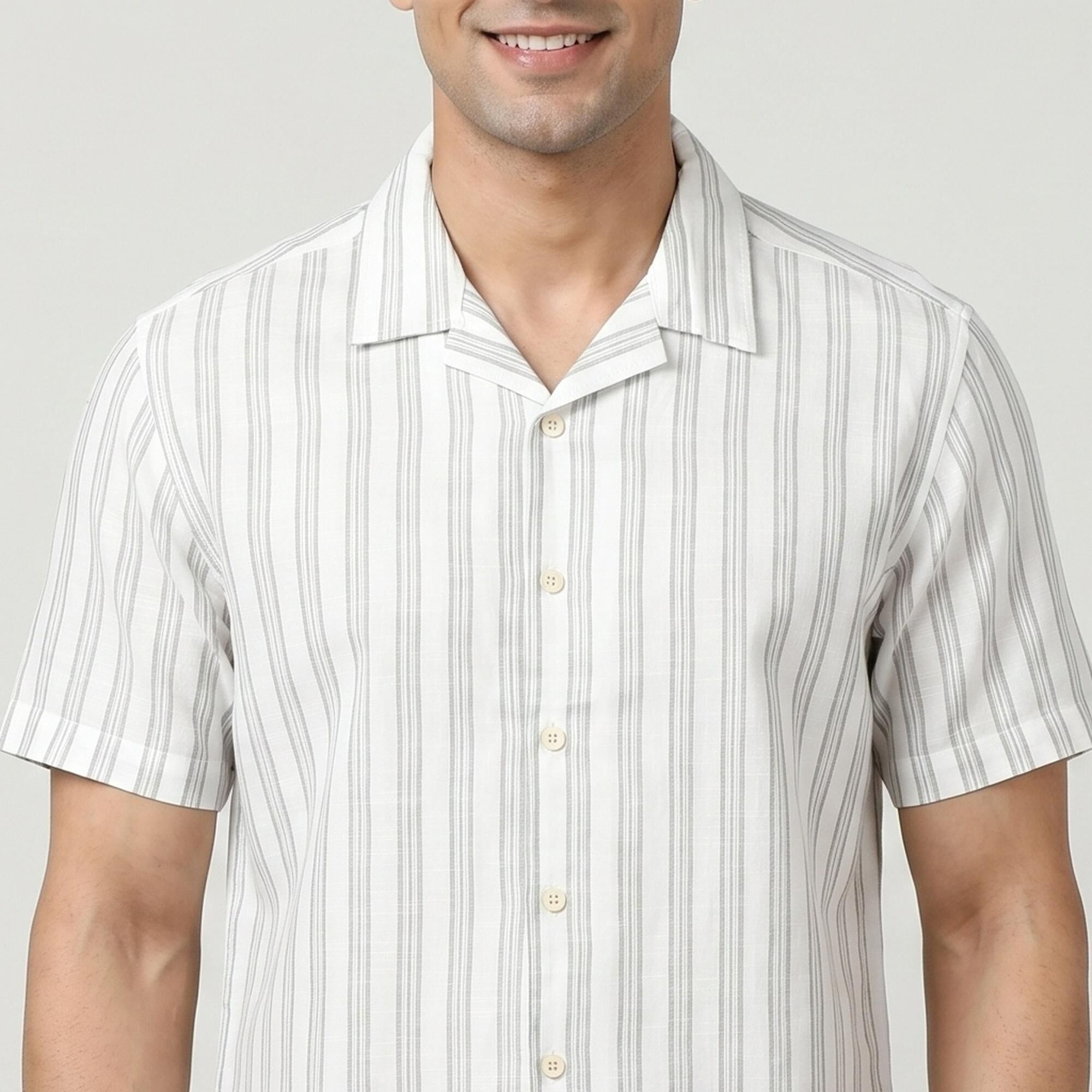 Driftwood Men's White Cotton Camp Collar Casual Shirt | Vishal