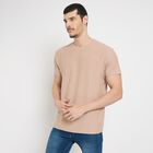 Men's Round Neck Half Sleeves T-Shirt , गुलाबी, small