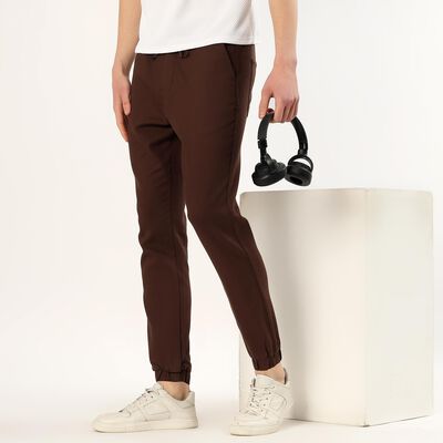 Men's Deep Chocolate Brown Slim Fit Jogger Trousers