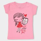 Girls' Light Pink Cotton Round Neck Casual T-Shirt, Light Pink, small