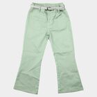 Girls' Mint Green Flared Fit Belted Jeans, Light Green, small