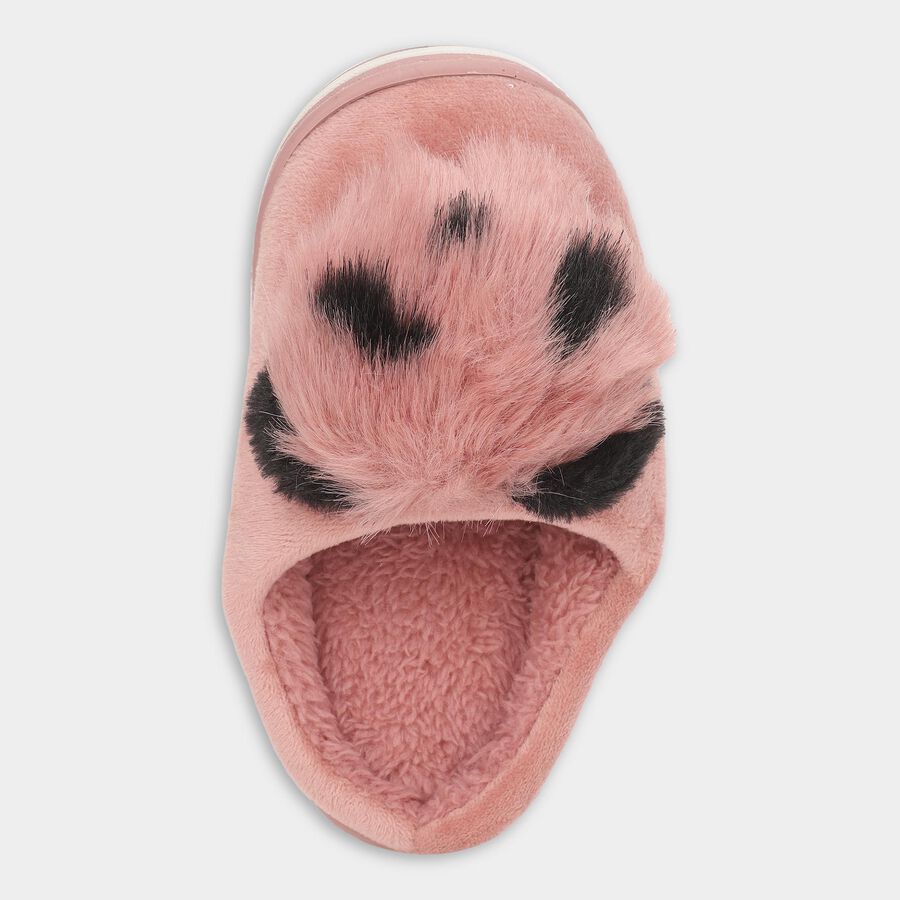 Kids Soft Dusty Pink Fur Slip-On Winter Slippers, गुलाबी, large image number null