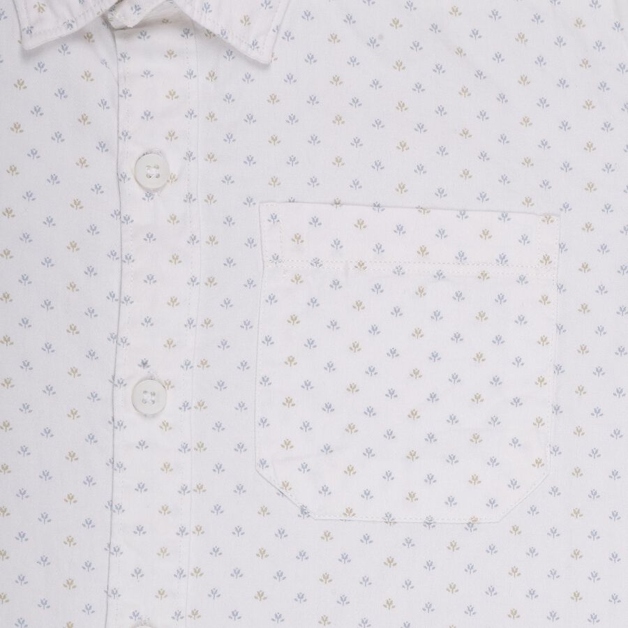 Boys Rich Eggshell White Cotton Classic Casual Shirt, सफ़ेद, large image number null