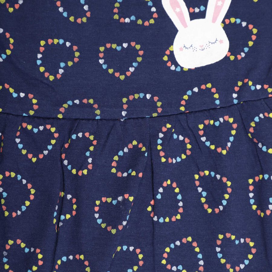 Infants Cotton Printed Frock, Navy Blue, large image number null