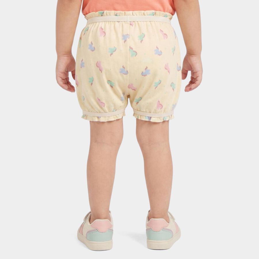 Girls' Yellow Regular Fit Printed Bloomer, पीला, large