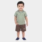Infants' Mint Green 100% Cotton Polo Neck Printed Baba Suit, Light Green, small