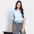 Ladies' 100% Cotton Crop  Top, हल्का नीला, small image number null