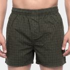 Men's Olive Green Relaxed Fit Checked Boxers, ओलिव, small