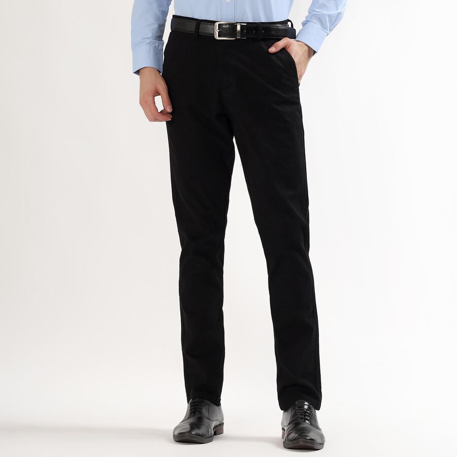 Men's Slim Fit Casual Trousers , Black, large image number null