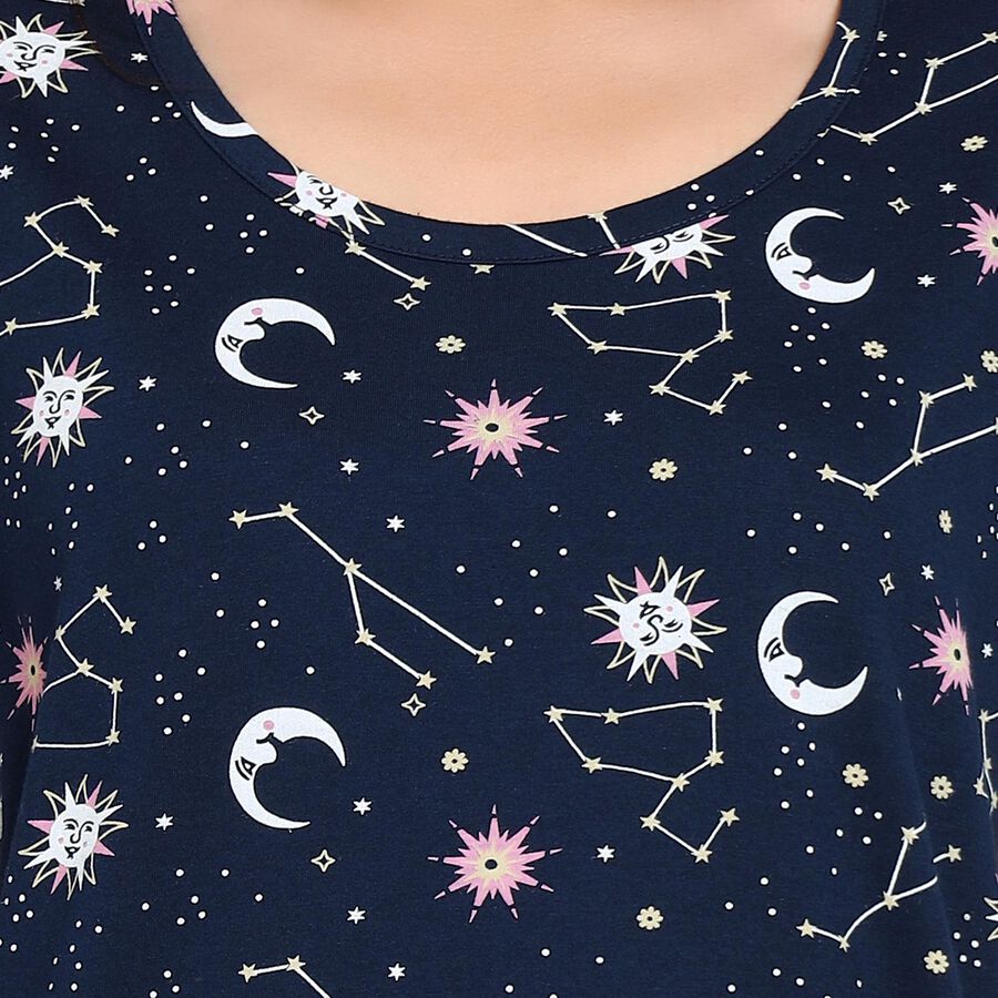 Ladies' 100% Cotton Nighty, नेवी ब्लू, large image number null