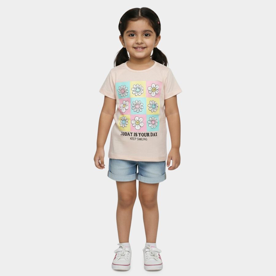 Girls' T-Shirt, हल्का गुलाबी, large