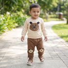 Infants' Beige Round Neck Graphic Baba Suit, Beige, small