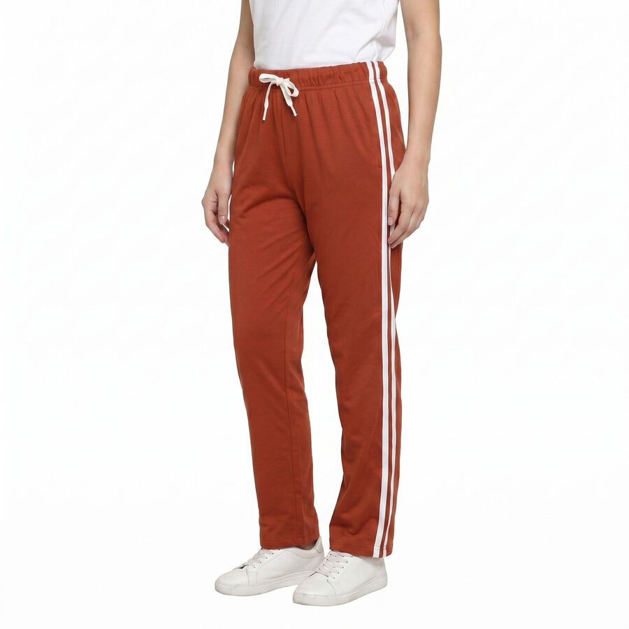 Women's Rust Regular Fit Side-Striped Track Pants, Rust, large