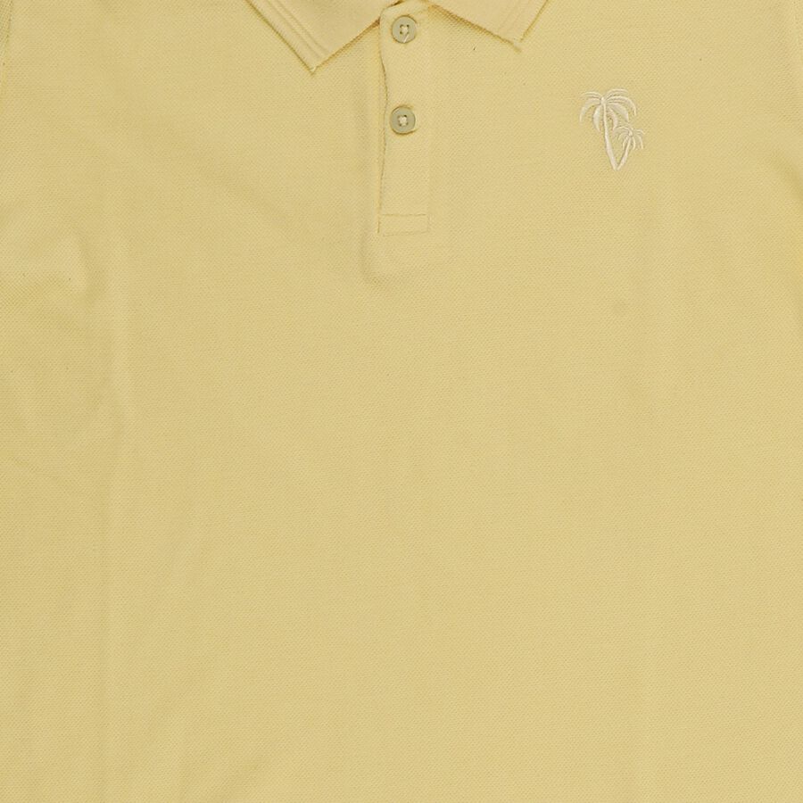 Boys' Yellow Round Neck Graphic Printed Casual T-Shirt, पीला, large