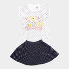 Infants Cotton Skirt Top Set, Navy Blue, small image number null