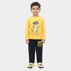 Boys Yellow Round Neck Graphic Print Baba Suit, Yellow, small