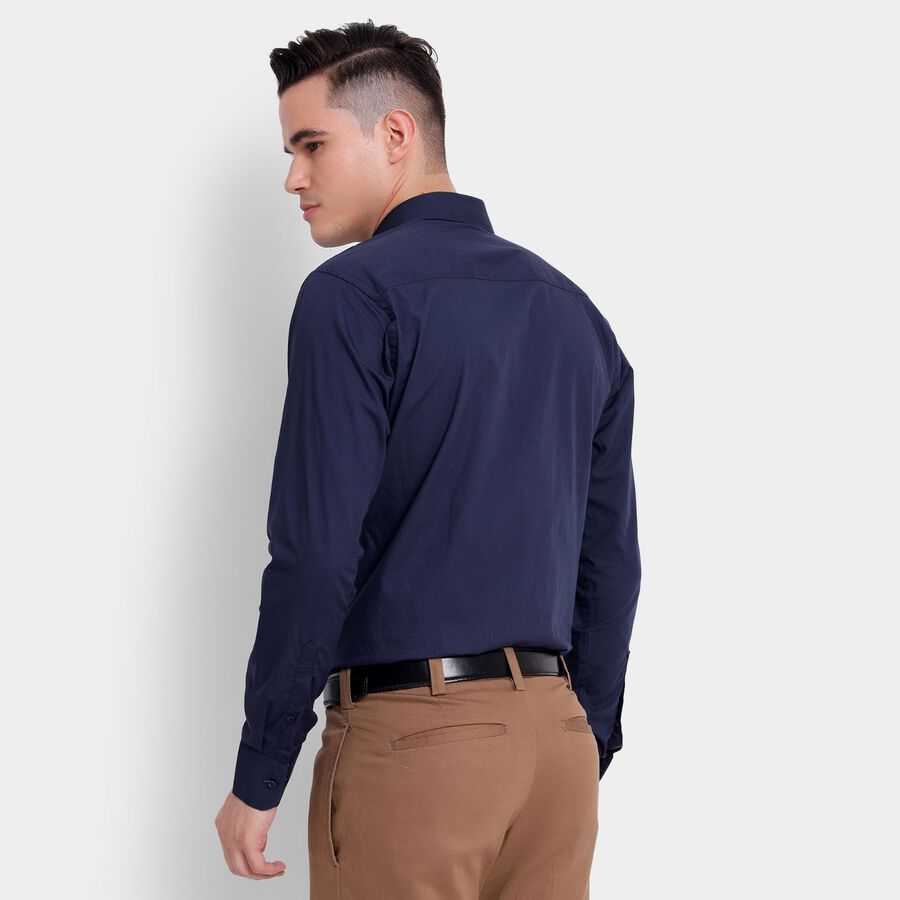 Men's 100% Cotton Formal Shirt, Navy Blue, large image number null