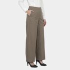 Women's Olive Wide-Leg High-Waist Formal Trousers, Olive, small
