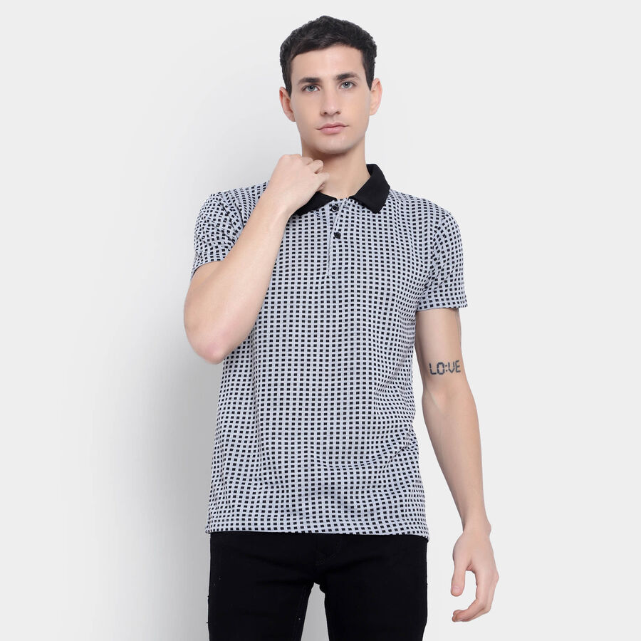 Solid Polo Shirt, Melange Mid Grey, large image number null