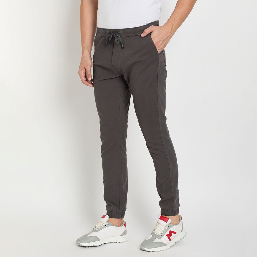 Men's Slim Fit Casual Trousers, Dark Grey, large image number null