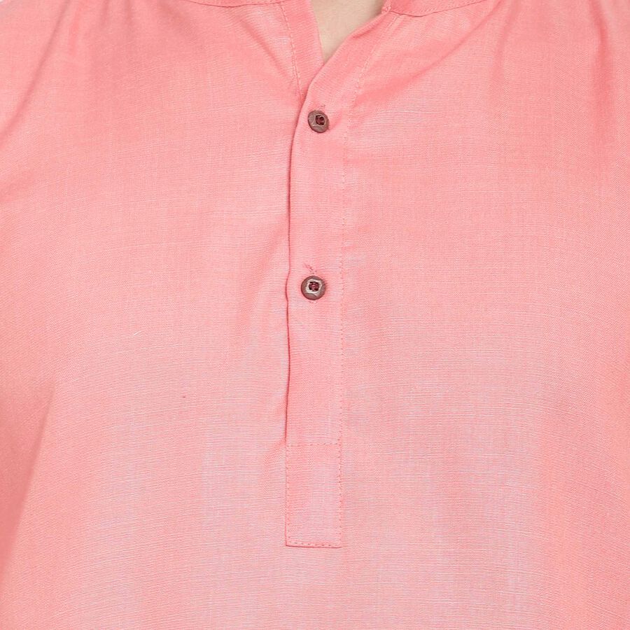 Printed Mandarin Collar Kurta, Peach, large image number null