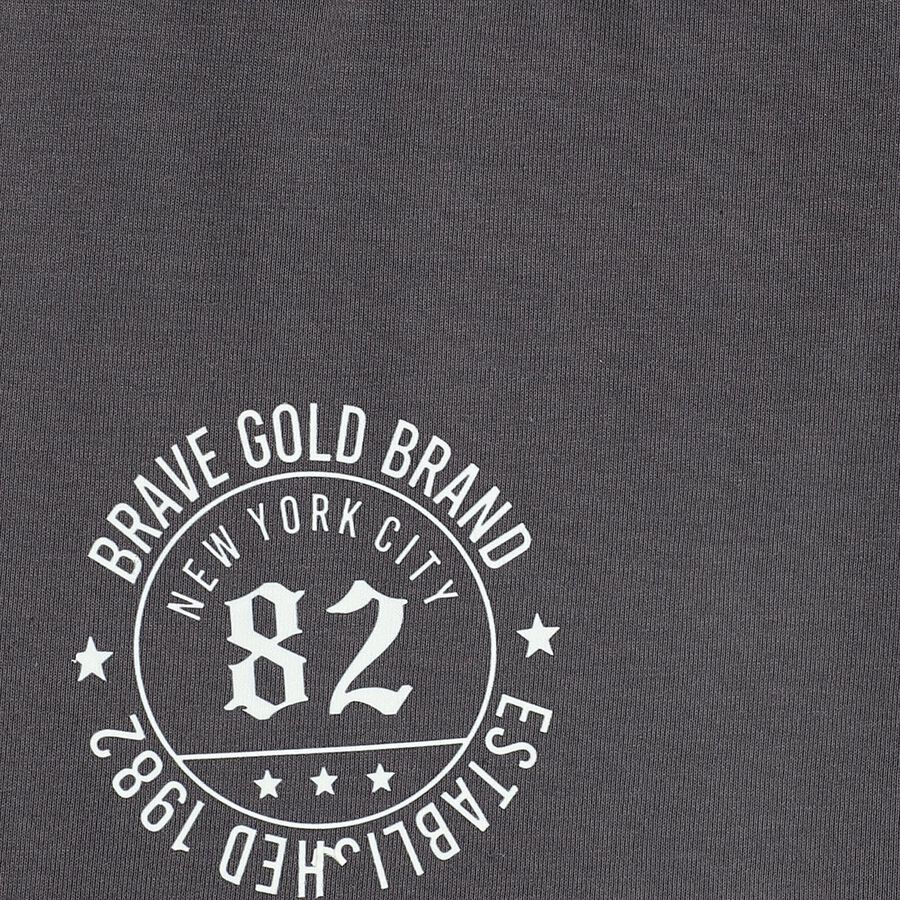 Boys' Dark Charcoal Grey Printed Cotton Blend Pyjama, Charcoal, large image number null