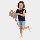 Girls Blue Cotton Round Neck Regular T-Shirt, Navy Blue, small