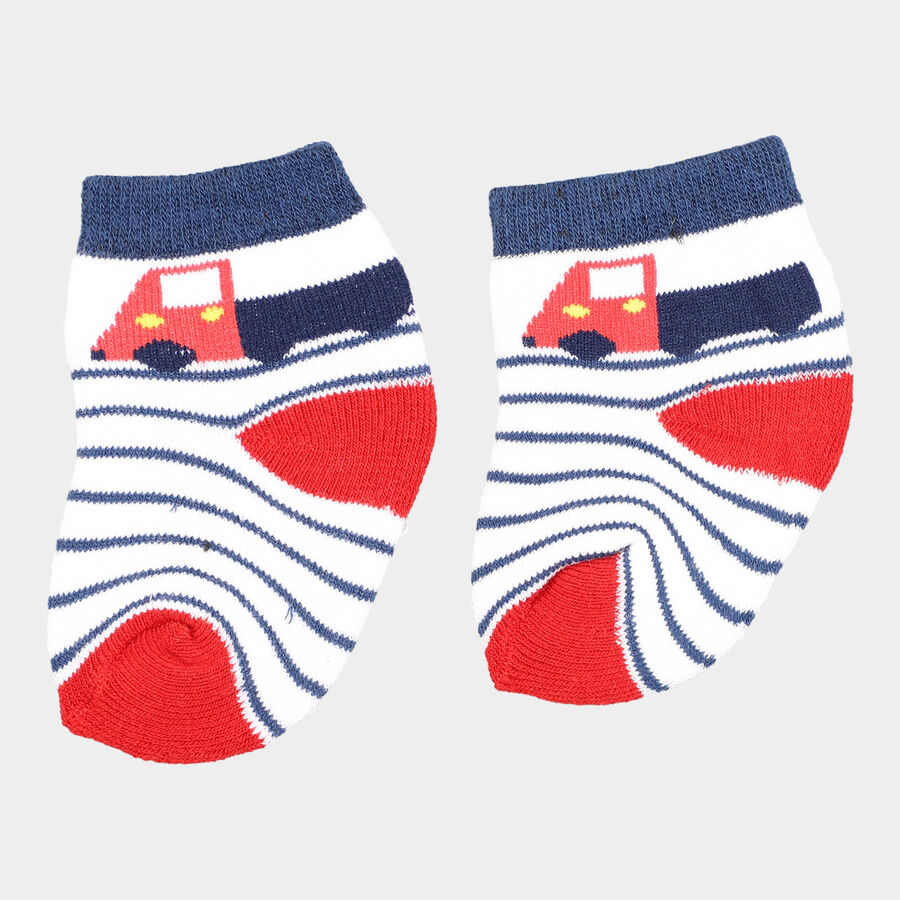 Infants Cotton Stripes Socks, Navy Blue, large image number null