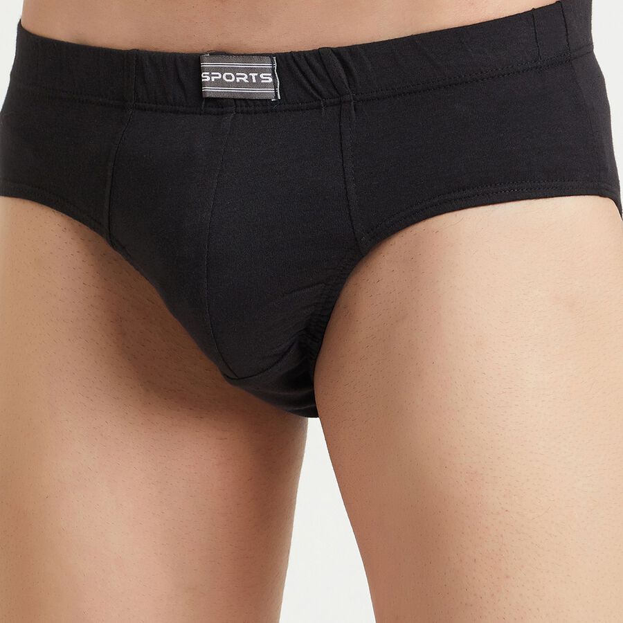 Cotton Solid Brief, Black, large